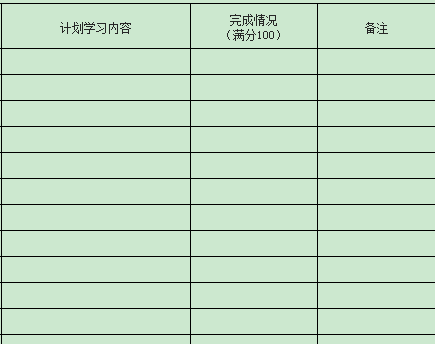 学习计划表格模板大全