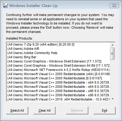 Windows Installer Clean UP(清理工具) V4.71.1015.0 英文安装版