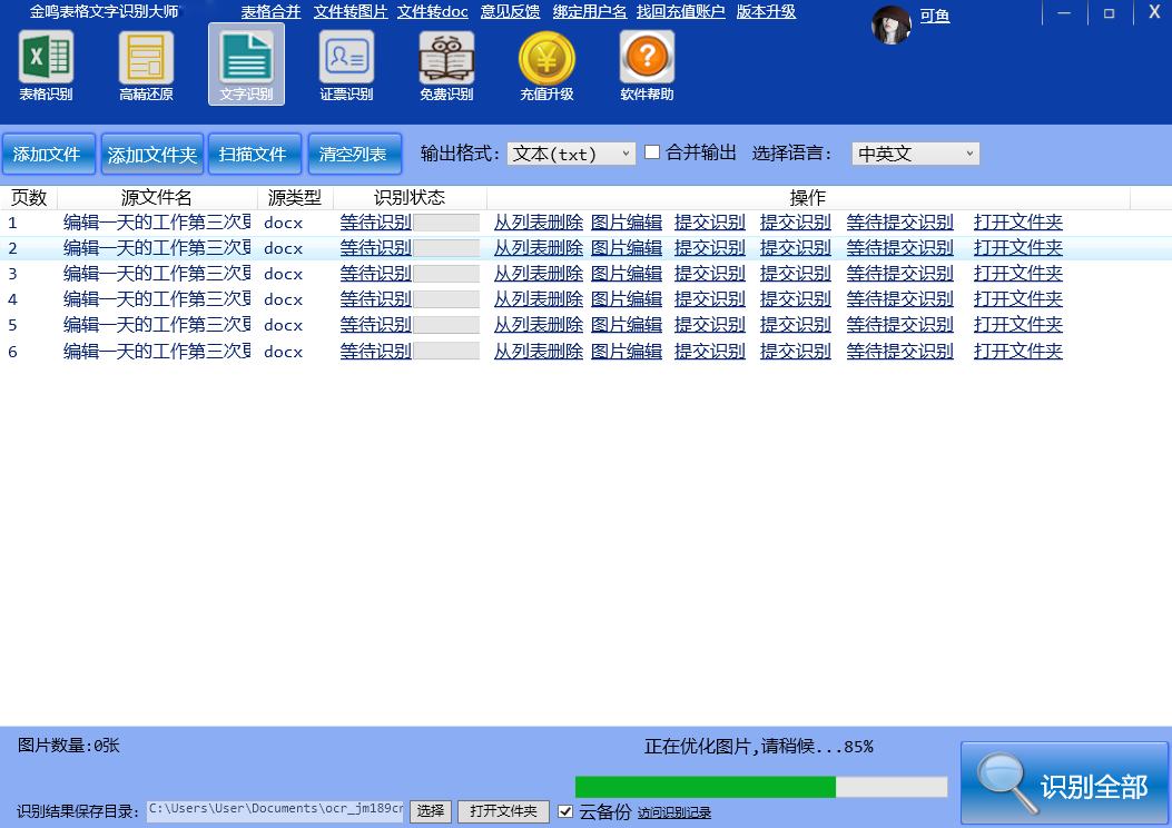 金鸣表格文字识别大师