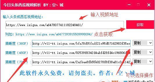 今日头条西瓜视频解析下载器 V1.0绿色版