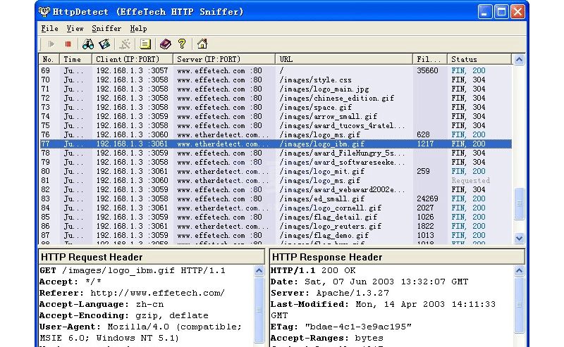 EffeTech HTTP Sniffer(HTTP数据包嗅探器)